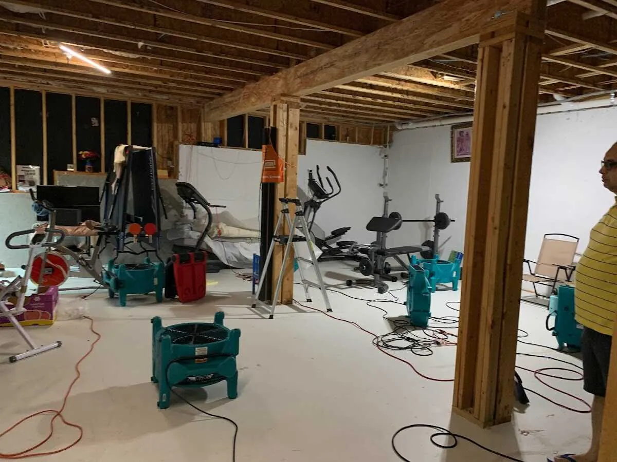 Basement drying equipment setup for Structural Drying in Sevierville