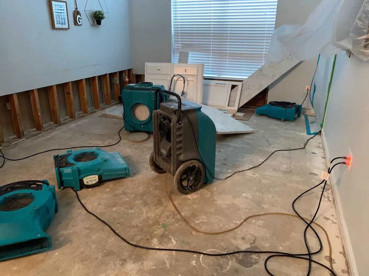 Dehumidifier in flood-cut room for Water Damage Restoration in Sevierville